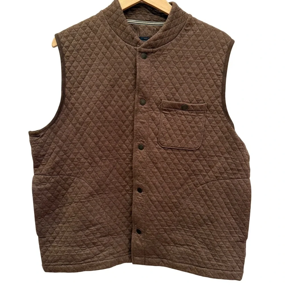 Pendleton Brown Quilted Diamond‎ Pattern Vest Snap Front Pocketed Collarless L